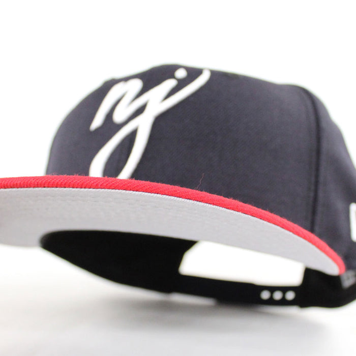 NJ Script New Era 9Fifty Snapback Hat (Navy Red Gray Under Brim)