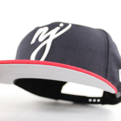 NJ Script New Era 9Fifty Snapback Hat (Navy Red Gray Under Brim)
