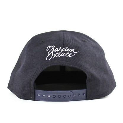 NJ Script New Era 9Fifty Snapback Hat (Navy Red Gray Under Brim)