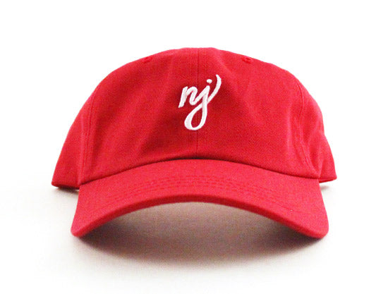 NJ Unconstructed Baseball Adjustable Dad Hat (Dark Red)