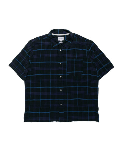 lost & found Norse Projects Norse Projects Ivan Relaxed Textured Check SS Shirt Dark Navy