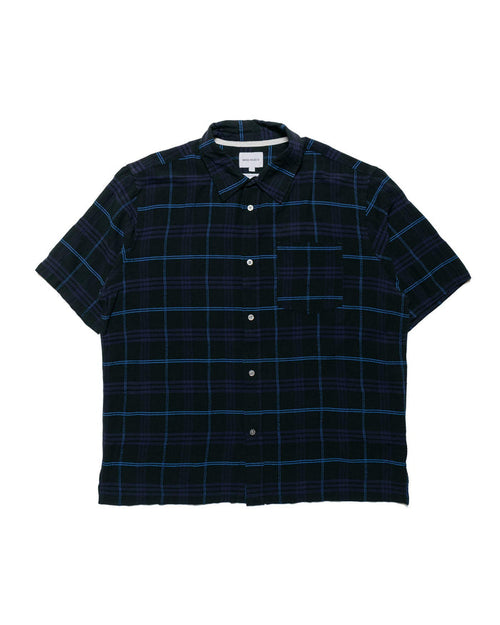 lost & found Norse Projects Norse Projects Ivan Relaxed Textured Check SS Shirt Dark Navy