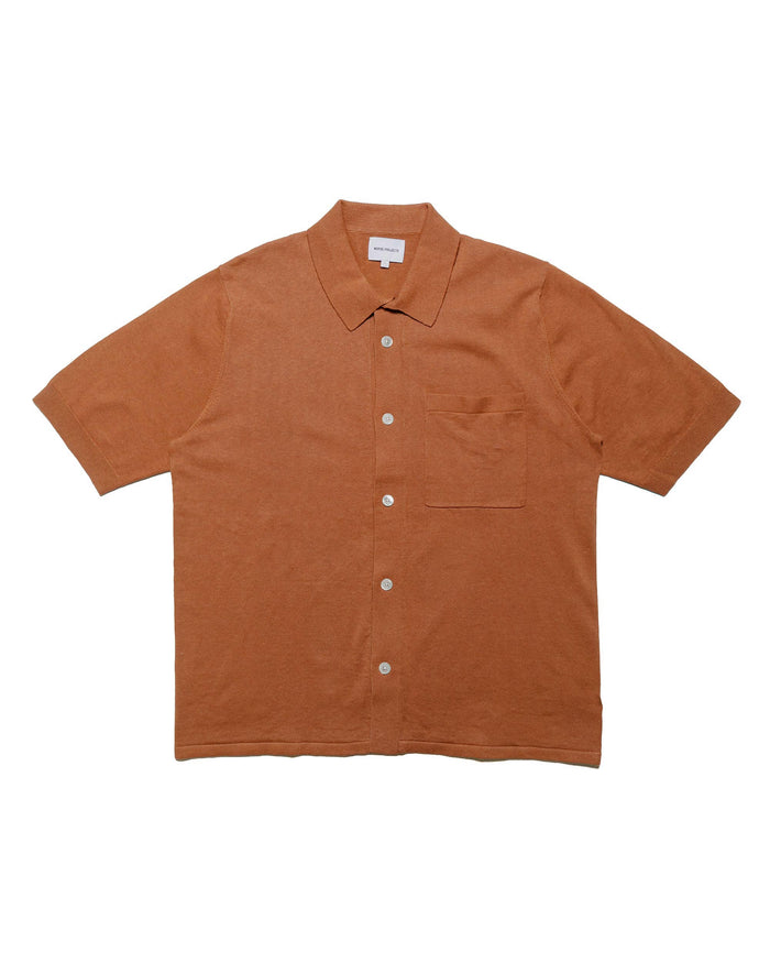 lost & found Norse Projects Norse Projects Rollo Cotton Linen SS Shirt Red Clay