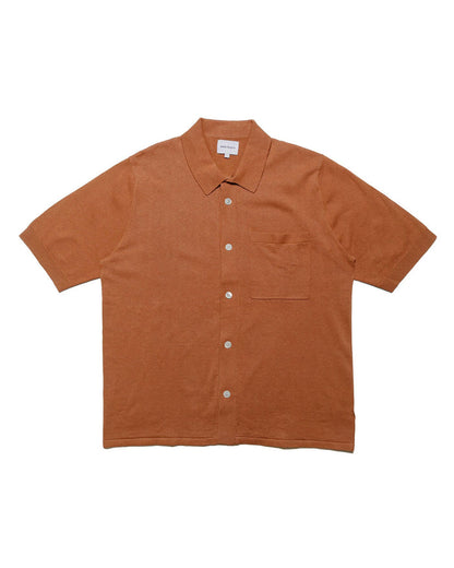 lost & found Norse Projects Norse Projects Rollo Cotton Linen SS Shirt Red Clay