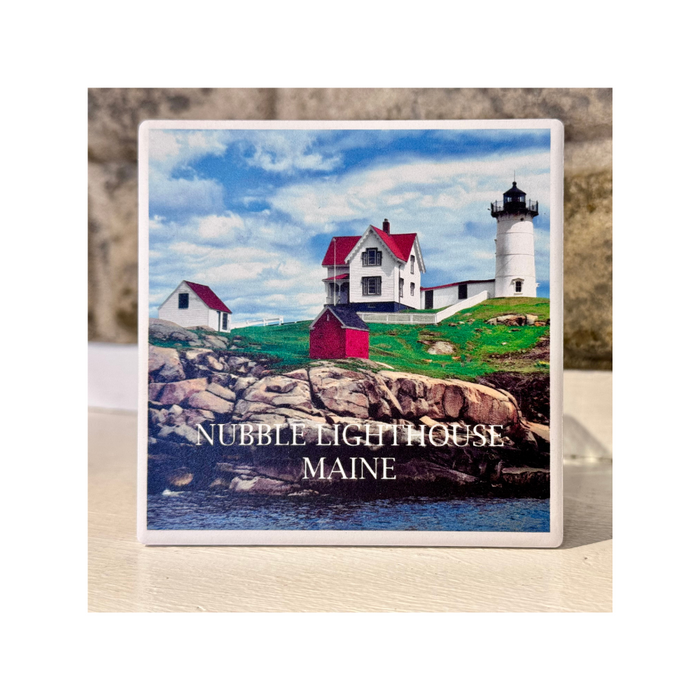 Nubble Lighthouse Ogunquit Ceramic Coaster