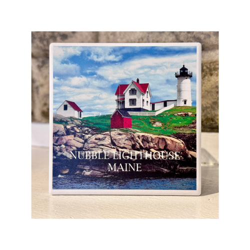 Nubble Lighthouse Ogunquit Ceramic Coaster