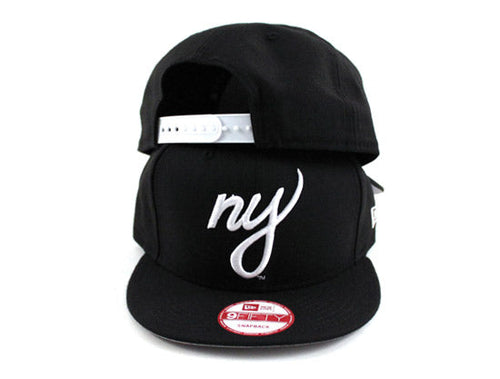 NY Script New Era 9fifty Snapback Hat (BLACK GRAY UNDER BRIM)