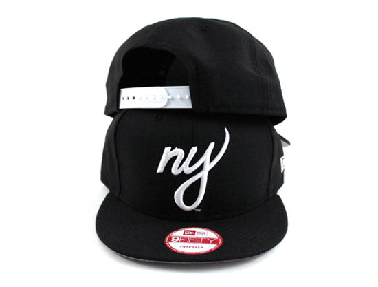 NY Script New Era 9fifty Snapback Hat (BLACK GRAY UNDER BRIM)