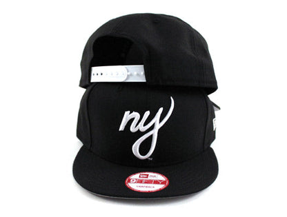 NY Script New Era 9fifty Snapback Hat (BLACK GRAY UNDER BRIM)