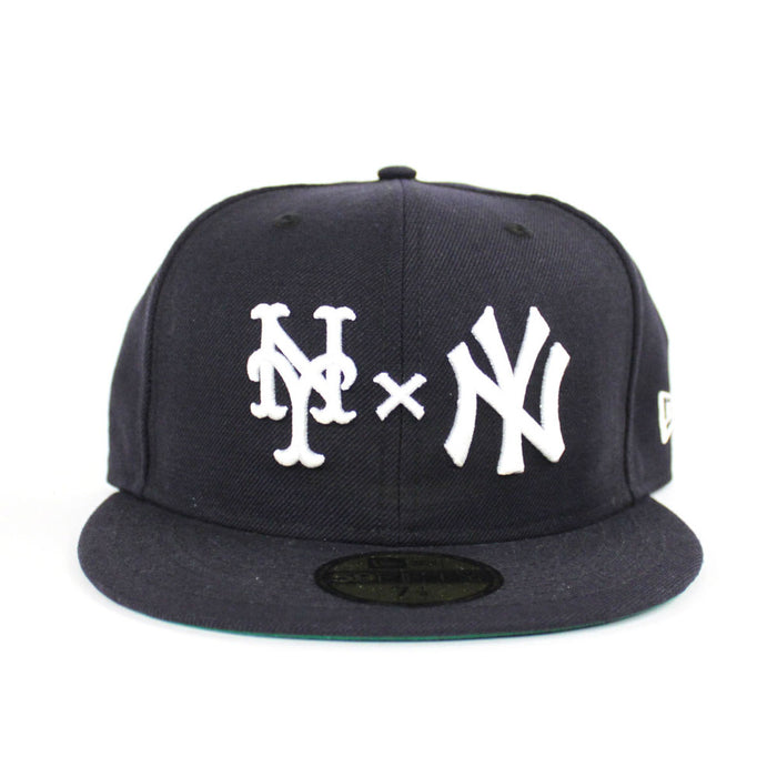 NY Yankees x NY Mets Duel New Era 59Fifty Fitted Hat (Yankees Color Green Under Brim)