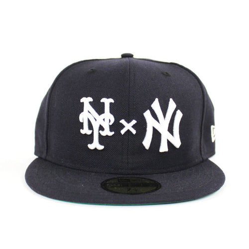 NY Yankees x NY Mets Duel New Era 59Fifty Fitted Hat (Yankees Color Green Under Brim)