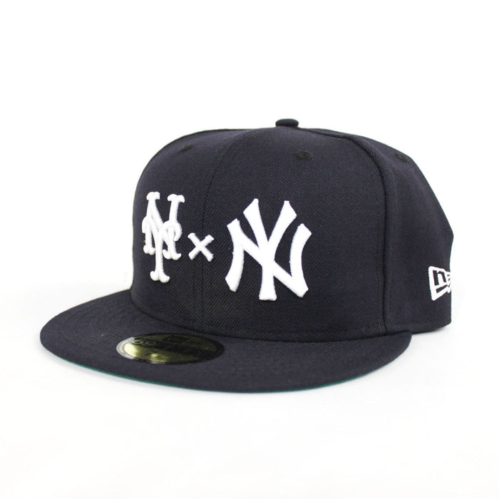 NY Yankees x NY Mets Duel New Era 59Fifty Fitted Hat (Yankees Color Green Under Brim)