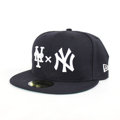 NY Yankees x NY Mets Duel New Era 59Fifty Fitted Hat (Yankees Color Green Under Brim)