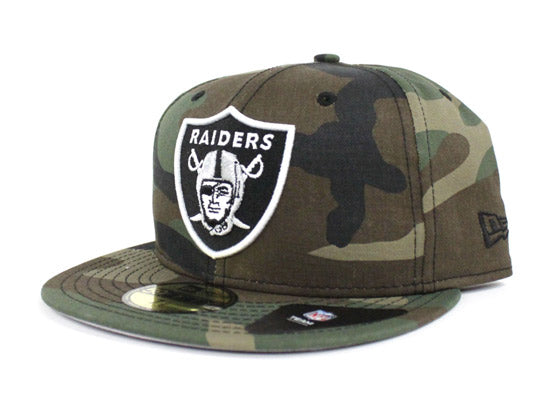 Oakland Raiders New Era 59Fifty Fitted Hat (Camouflage Gray Under Brim)