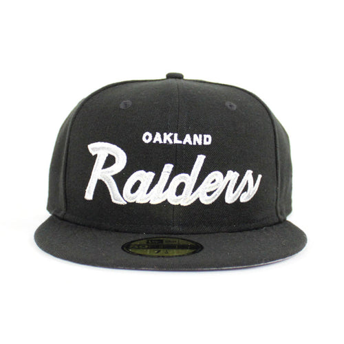 Oakland Raiders Script New Era 59Fifty Fitted Hat (Black Gray Under Brim)