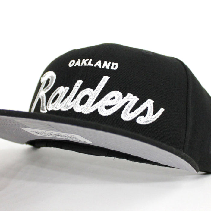 Oakland Raiders Script New Era 59Fifty Fitted Hat (Black Gray Under Brim)
