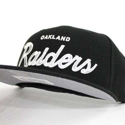 Oakland Raiders Script New Era 59Fifty Fitted Hat (Black Gray Under Brim)