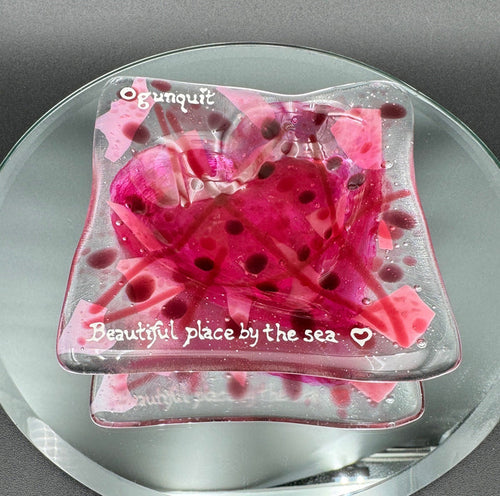 Ogunquit Beautiful Place By The Sea Pink Heart Trinket Dish