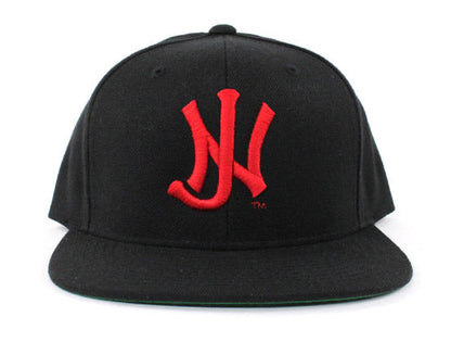 Old School NJ Snapback Hat (Black Red Green Under brim)