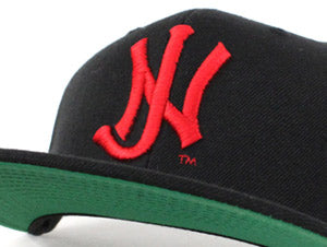 Old School NJ Snapback Hat (Black Red Green Under brim)