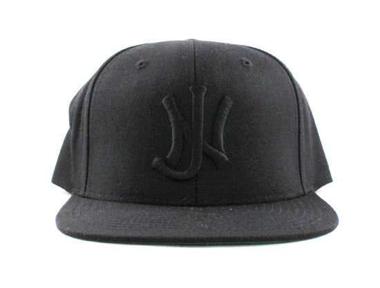 Old School NJ Snapback Hats (Black On Black Green Under Brim)