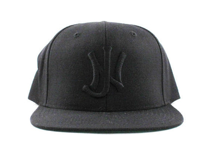 Old School NJ Snapback Hats (Black On Black Green Under Brim)