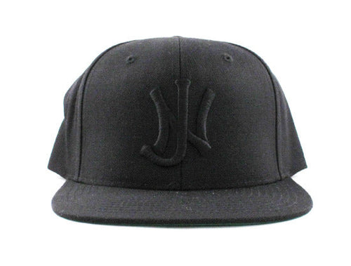 Old School NJ Snapback Hats (Black On Black Green Under Brim)