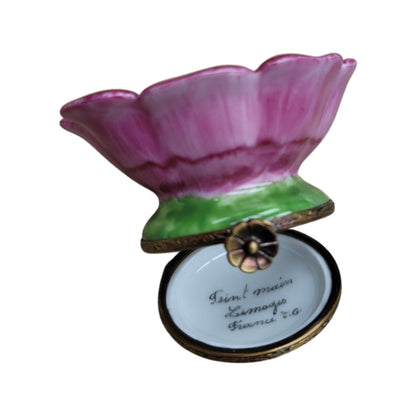 Open Flower Bud Limoges Box Porcelain Limoges valentine rose garden French Trinket Box