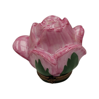 Open Rose Bud Porcelain Box Porcelain Limoges valentine rose garden French Trinket Box