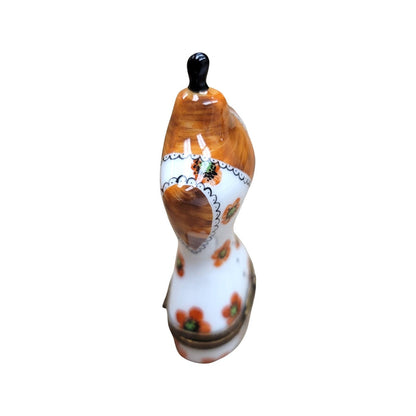 Orange Floral Dress Form Figurine Porcelain Limoges Limoges Box Women shoes hat bags suitcase mother French Trinket Box