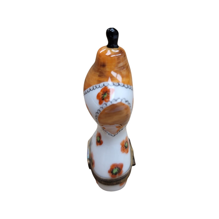 Orange Floral Dress Form Figurine Porcelain Limoges Limoges Box Women shoes hat bags suitcase mother French Trinket Box