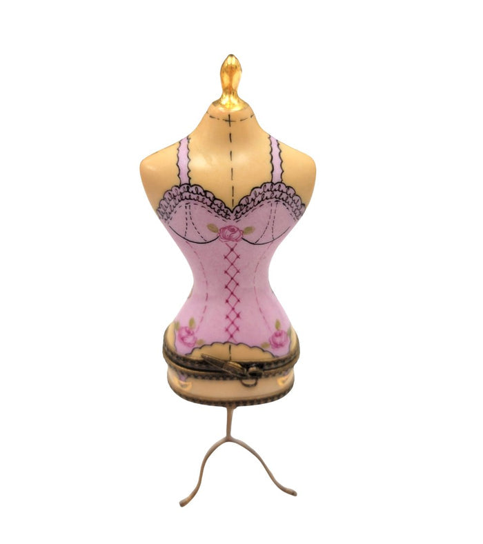 Pink Mannequin Fashion Figurine Porcelain Limoges Fashion jewelry women shoes limoges box French Trinket Box