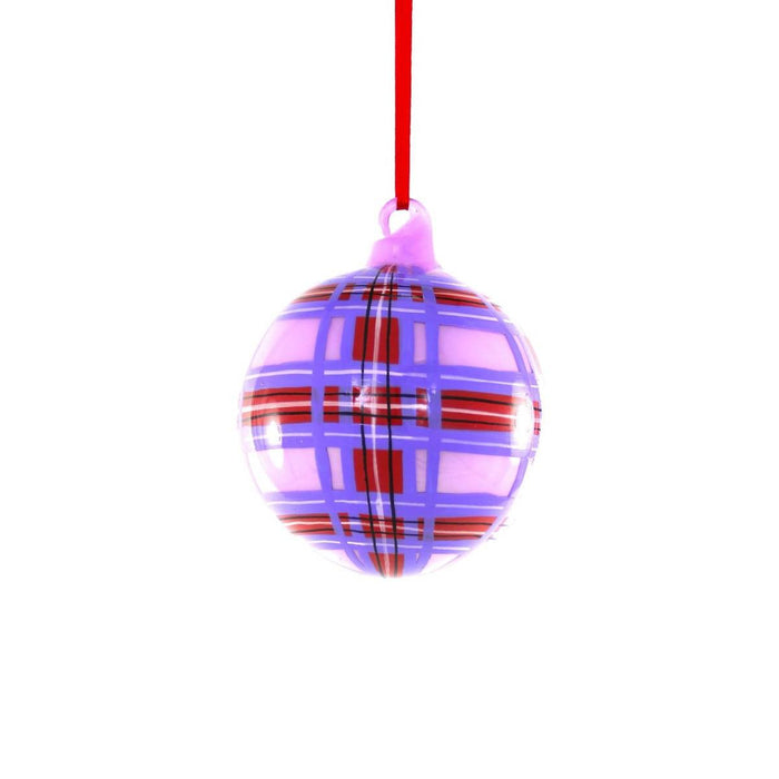 Plaid Bauble Ornament | Purple
