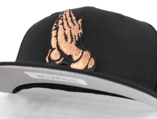 Praying Hands New Era 59Fifty Fitted Hat (Metallic Copper Air Foamposite One Gray Under Brim)