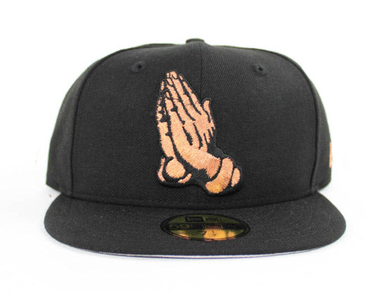 Praying Hands New Era 59Fifty Fitted Hat (Metallic Copper Air Foamposite One Gray Under Brim)