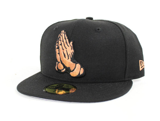 Praying Hands New Era 59Fifty Fitted Hat (Metallic Copper Air Foamposite One Gray Under Brim)