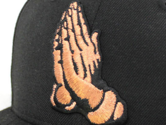 Praying Hands New Era 59Fifty Fitted Hat (Metallic Copper Air Foamposite One Gray Under Brim)
