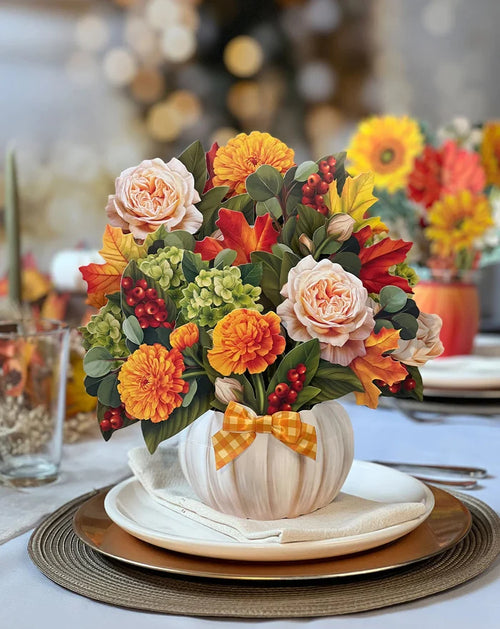 Pumpkin Spice Pop-Up Flower Bouquet Card