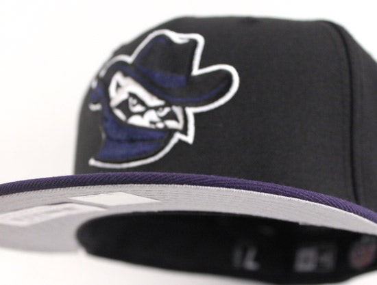Quad Cities River Bandits New Era 59FIFTY Custom Fitted Hats (BLACK LIGHT NAVY GRAY UNDERBRIM)