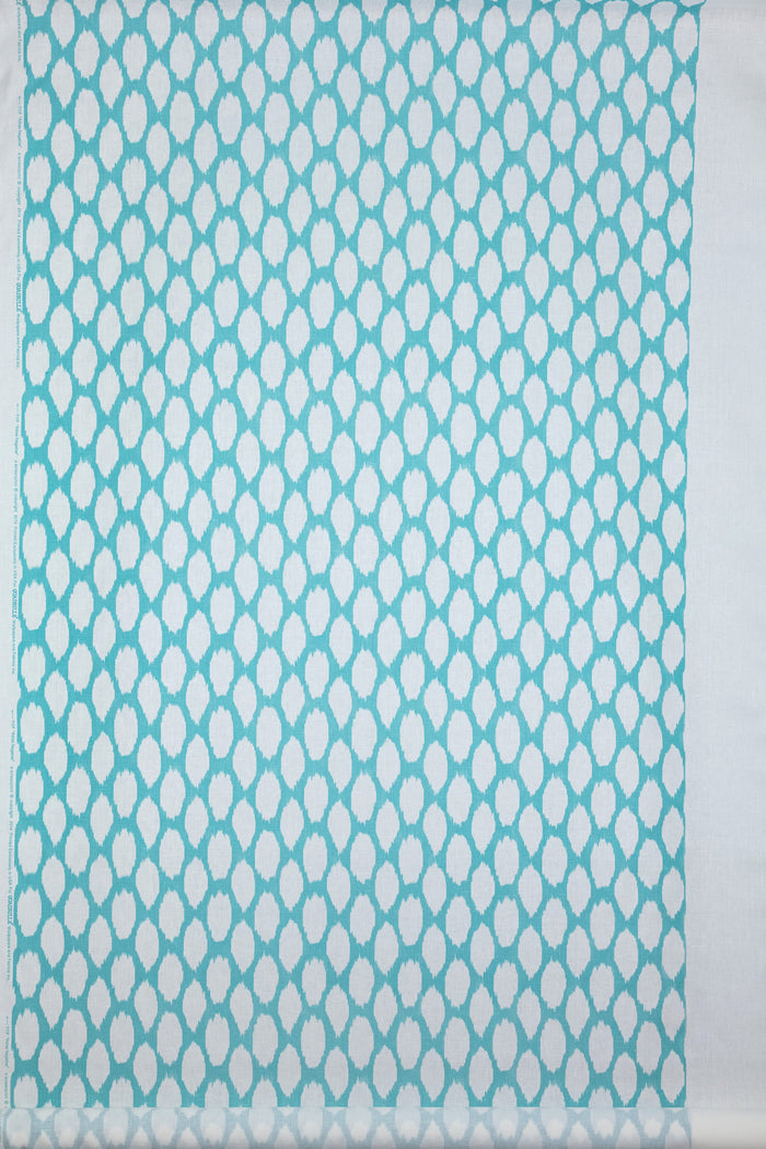 Quadrille Fabric: Adras Reverse - Custom Turquoise on White Oyster Linen