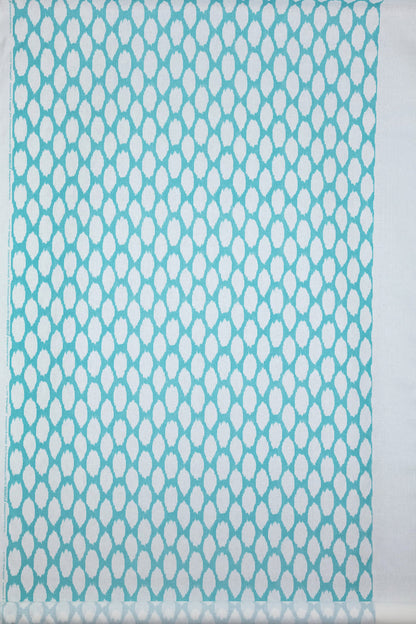 Quadrille Fabric: Adras Reverse - Custom Turquoise on White Oyster Linen