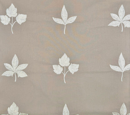 Quadrille Fabric: Botanica - White Embroidered on Gray Cotton