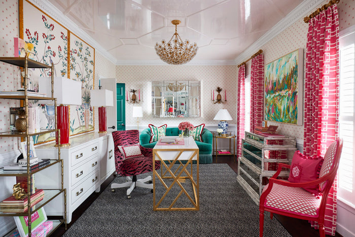 Quadrille Fabric: Brighton - Custom Magenta on Tinted Belgian Linen / Cotton
