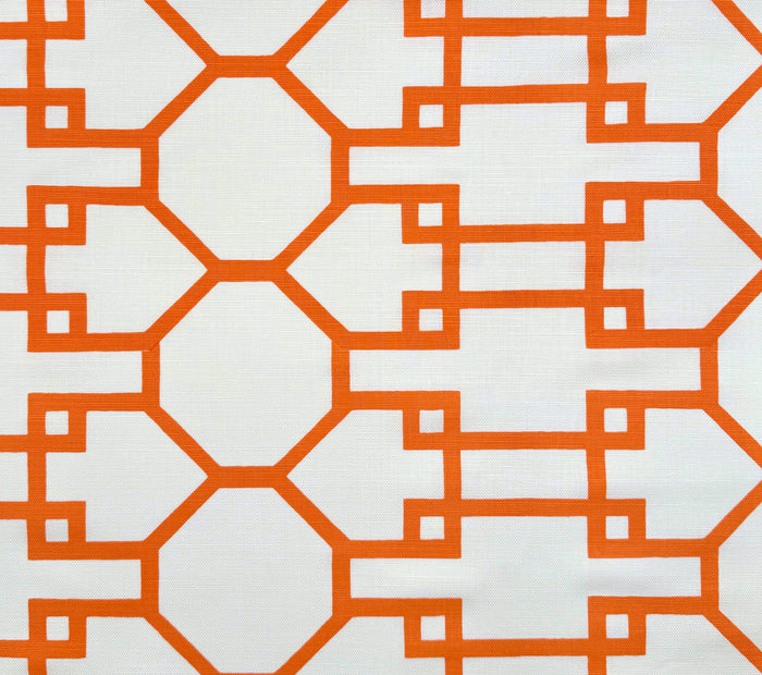 Quadrille Fabric: Brighton - Custom Orange on White Belgian Linen / Cotton