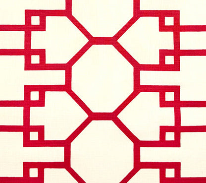 Quadrille Fabric: Brighton - Red on Tinted Belgian Linen / Cotton