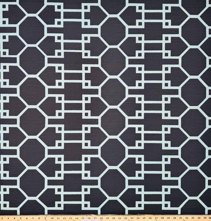 Quadrille Fabric: Brighton II - Custom Light Blue / Navy on Belgian Linen / Cotton