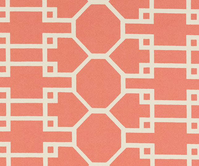 Quadrille Fabric: Brighton Reverse - Custom Coral on Lightly Tinted Belgian Linen / Cotton