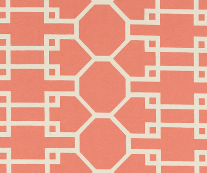 Quadrille Fabric: Brighton Reverse - Custom Coral on Lightly Tinted Belgian Linen / Cotton