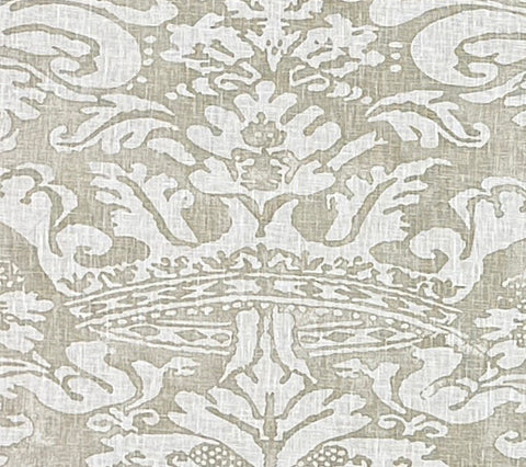 Quadrille Fabric: Bromonte Reverse - Custom Taupe on Tinted 100% Linen