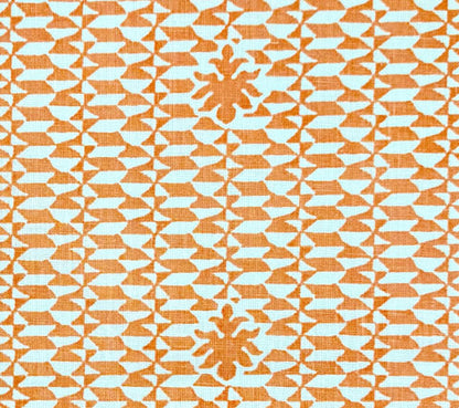 Quadrille Fabric: Carlo II - Terracotta on Tinted Curtain-Weight 100% Linen